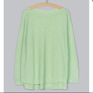 Eileen Fisher Women’s Green Linen Blend Knitted Boat Neck Sweater - Coastal